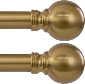 lot 391656 image: 2 Pack Warm Gold Curtain Rods for Windows 48 to 84 Inch 1 Diameter Adjustable Heavy Duty Brass Window Curtain Rod with Metal Finials for Living Room Bedroom Farmhouse Kitchen Outdoor