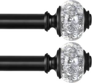 lot 491842 image: 2 Pack Curtain Rod 32 to 58 Inches (2.6-4.8ft), USFOOK 78 Inch Telescoping Splicing Curtain Rods for Windows 20 to 54 Inch, Black Decorative Drapery Rods for Home with Translucent Finials