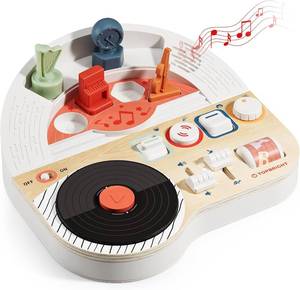 lot 491843 image: TOP BRIGHT DJ Music Busy Board - Wooden Toddler Toys for Boys and Girls Montessori Sensory Toy with 14 Activities with Sound Blocks, Portable Travel Toy for 18M