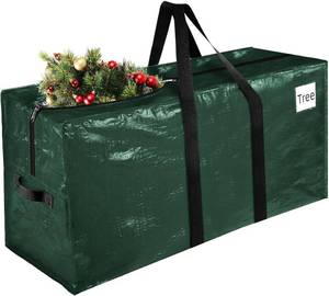 lot 491853 image: Moving Bag, Christmas Tree Bag Fits Up to 7.5 Ft Artificial Xmas Trees, Heavy Duty Material, Waterproof & Dual Zippers Christmas Tree Box for Trees, Decorations (Green)