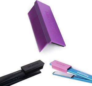lot 491865 image: Silk Press Comb - Removable Clip-On Hair Straightener Attachment - Heat-Resistant for Professional & Silky Results (PURPLE)