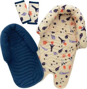 lot 491868 image: GoldBug Deluxe Duo Car Seat Head Support  Matching Strap Covers for Baby and Infant - Space Explorer