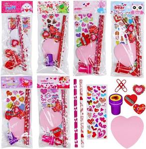 lot 491871 image: 30 Sets Valentines Day Stationery Toy Assortment Set Birthday Bags Goodie Bag Valentine Prizes Rewards Bulk Pack for Kids Girls Students Valentines Day Party Favors School Classroom Exchange Gifts