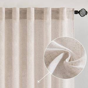 lot 491883 image: MIULEE Natural White Linen Curtains 84 Inch Long for Bedroom Living Room, Soft Thick Linen Textured Window Drapes Semi Sheer Light Filtering Rod Pocket Back Tab Neutral Farmhouse Cream Ivory 2 Panels