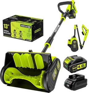 lot 251411 image: Retails for $220 40V Cordless Snow Shovel, 13 Inch 4.0Ah Electric Snow Shovel with Directional Plate, Brushless Cordless Snow Blower for Pathway, Patio, Deck, Driveway, Green