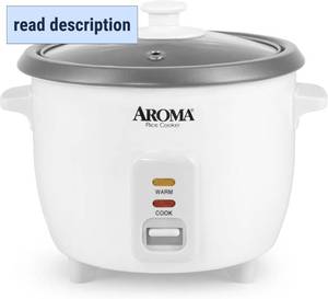 lot 191681 image: AROMA  Rice Cooker, 3-Cup (Uncooked)  6-Cup (Cooked), Small Rice Cooker, Oatmeal Cooker, Soup Maker, Auto Keep Warm, 1.5 Qt, White, ARC-363NG
