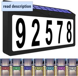 lot 291599 image: Solar Address Sign, Lighted Address Plaque Outdoor Waterproof, Illuminated RGBW Color Address Numbers, House Numbers for Home Street Mailbox Outside