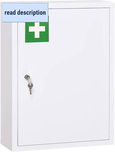 lot 391634 image: kleankin 16 x 21 Wall Medicine Cabinet with Lock, 3 Tier Steel Locking Wall Cabinet for Bathroom, Kitchen with 2 Keys, White