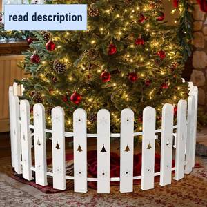 lot 491879 image: BeBecome Christmas Tree Fence Decor - 28 Pcs Quick Setup Adjustable Freestanding Circle Barrier, White Indoor Holiday Decoration for Festive Cozy Ambiance, Pet & Family Safe