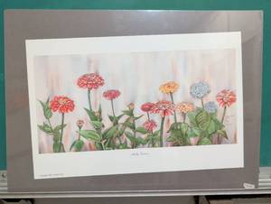 lot 4005 image: Botanical Floral Art Print - Wildflower Garden with Red Poppies (1987, #180, Artist Signed)