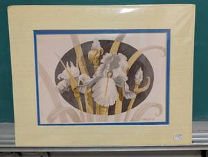lot 4011 image: Botanical Iris Art Print - Double Matted