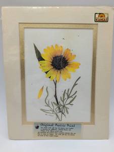 lot 4012 image: Kansas Sunflower Prairie Botanical Print - Yellow Sunflower Study - Matted