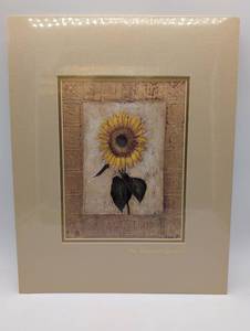 lot 4015 image: Butchart Gardens Sunflower Floral Art Print - Rustic Botanical - Matted