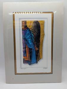 lot 4017 image: Messenger named Art Print of Angel Figure - Matted