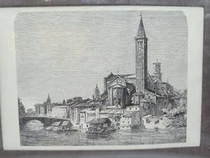 lot 4020 image: Italian Cityscape Architectural Etching Print - Matted
