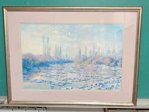 lot 4022 image: Monet Frost Effect Matted Print Glass Framed