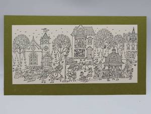 lot 4047 image: Winter Village Scene Print, Artist Signed