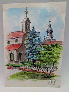 lot 4053 image: St. Worth Church Original Watercolor - Artist Signed - 2003