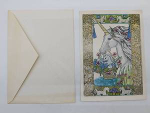 lot 4062 image: Jan Brett Unicorn Baby Card