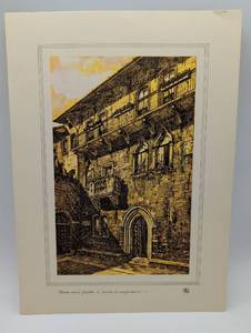 lot 4074 image: 1968 Italian Architectural Print - Verona Casa di Giulietta