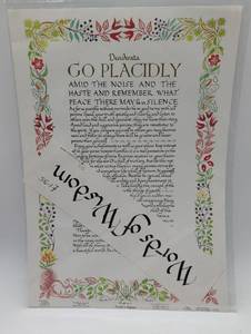 lot 4075 image: Desiderata Go Placidly Words of Wisdom Folk Art Print by Max Ehrmann