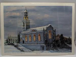lot 4077 image: Temple of Peace Winter Scene by Verna Shrigley, 1988