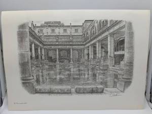 lot 4078 image: Roman Baths Architectural Drawing Print - 1993
