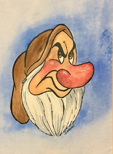Vintage Style Artist Signed Grumpy Animation Art – Snow White & Seven Dwarfs Inspired – Framed