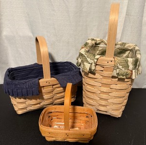 Three Longaberger Baskets with Liners and Protector