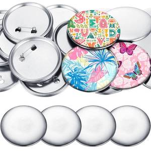 lot 26021 image: Blank Button Making Supplies Round Badge Parts Metal Pin Badge Kit for Button Maker Machine, Including Metal Shells Back Cover and Clear Film(3 Inch, Silver) - Retail $35
