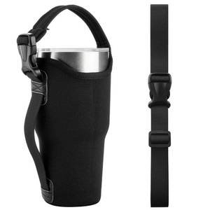 lot 26055 image: Neoprene 3IN1 Tumbler Carrier Holder Pouch Compatible with 30oz YETI RamblerStanley IceFlow Stainless Steel Tumbler, Insulated Cup Holder with Adjustable Shoulder Sling (gray) - Retail $10