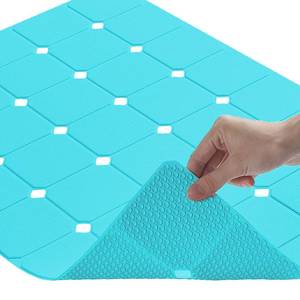 lot 26072 image: Bathtub Mat Non Slip Silicone Soft Odorless Bath Mat No Suction Cups for Refinished, Textured and Reglazed Tub Shower Mats Non-Slip 18 X 28Inch Blue - Retail $19