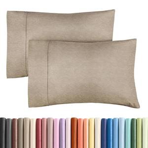 lot 26074 image: Queen Pillow Cases Set of 2 - Ultra Soft Hotel Quality Pillowcase Covers - Comfy, Cozy & Wrinkle Free - Shrinkage & Fade Resistant - Machine Washable Pillow Protectors - 2 Piece Set - Heathered Beige - Retail $14