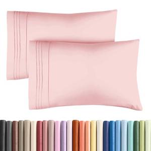 lot 26075 image: King Pillow Cases Set of 2 - Ultra Soft Hotel Quality Pillowcase Covers - Comfy, Cozy & Wrinkle Free - Shrinkage, Stain & Fade Resistant - Machine Washable Pillow Protectors - 2 Piece Set - Baby Pink - Retail $15