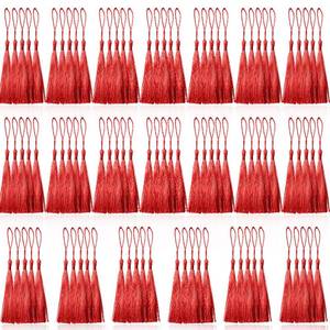 lot 26089 image: 100 Pcs Red Mini Tassels 13cm5 Inch with Loops for Bookmarks, Jewelry Making, DIY Projects - Retail $9