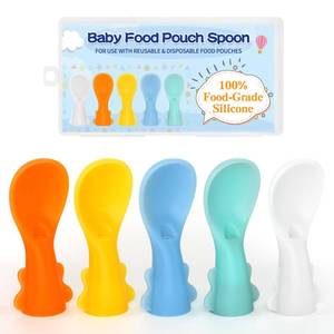 lot 26109 image: Infant Feeding Essentials & Baby Food Pouches Attachable Toppers Seamless, Non-Drip Spoons for Babys Diet, Compatible with Assorted Pouch Forms, Perfect for Infants 3 Months, Pack of 5 - Retail $8