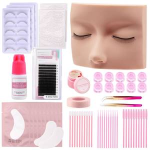 lot 26112 image: Lash Kit for Beginners, Eyelash Extension Kit with Eye Lash Mannequin Head, Eyelash Extension Glue, Remover Cream, Tweezers for Practice Training(missing pieces) - Retail $21
