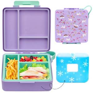 lot 26117 image: Chill Bento Lunch Box for Kids Adult with Ice Pack, Leak Proof 3 Compartments Lunch Container for Kids, Ice Pack Detachable Bento Box, BPA Free, Dishwasher & Microwave Safe