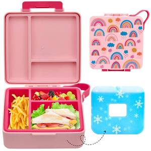 lot 26118 image: Chill Bento Lunch Box for Kids Adult with Ice Pack, Leak Proof 3 Compartments Lunch Container for Kids, Ice Pack Detachable Bento Box, BPA Free, Dishwasher & Microwave Safe