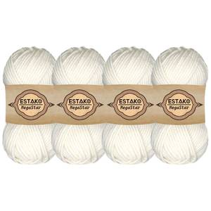 lot 26136 image: Megastar, (4 Skeins Pack) 75% Acrylic 25% Wool Yarn, Soft, Chunky Bulky Weight #5 for Crochet and Knitting (4 x 3.52 Oz)  (4 x 120 Yards) (60187-White) - Retail $33
