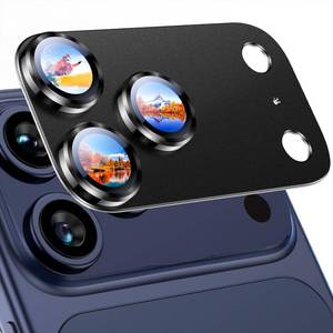lot 26151 image: Compatible with iPhone 17 Pro Camera Lens Protector - Not Easy to BreakStrong AdsorptionCase-Friendly Metal Tempered Glass Rear Camera Screen Cover - Black Titanium - Retail $15