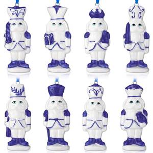 lot 26163 image: 6 Pcs Blue and White Porcelain Nutcracker Ornaments 3.15 Inches Chinoiserie Christmas Tree Ornaments Blue and White Porcelain Pattern Hanging Christmas Nutcrackers Decoration for Xmas Tree - Retail $28