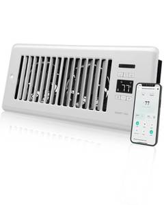 lot 26166 image: Super Quiet Register Booster Fan for 4 x 10 Register Holes, Smart Register Vent with Dual Intelligent Thermostat and WIFI App Control, Heating Cooling AC Vent Fan (White) - Retail $50