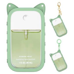 lot 26181 image: 1 Pack Silicone Case Compatible with Touchland Hand Sanitizer Spray (Fit for 1 FL OZ30 mL Ver), Portable keychain Cute Color Ears (Light green) - Retail $6