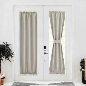 lot 26184 image: Blackout Door Curtains, Thermal Insulated Elegance French Door Curtains for Privacy, Room Darkening Window Covering for Doorway, Natural, 25 W x 80 L, 1 Panel - Retail $19