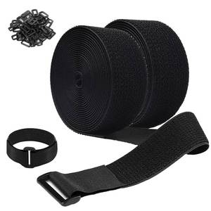 lot 26193 image: 2 Rolls 26FT 2 inch Wide Cable Straps with 20 Buckles, Heavy Duty Nylon Hook and Loop Straps for Fastening Securing, Reusable Cut-to-Length Molle Straps for Organizer or Storage, Black - Retail $15