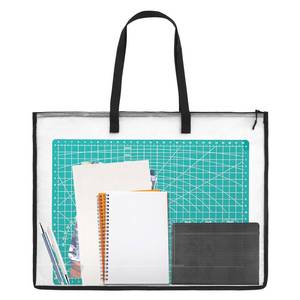 lot 26197 image: Art Portfolio Bag, 19 x 25 Inch Portfolio Folder for Artwork Large Art Portfolio Case Clear Mesh Storage Bags with Handle and Zipper for Posters, Bulletin Boards, Scrapbooks, Keepsake, Art Supplies - Retail $8
