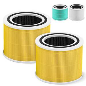 lot 26203 image: Core 300 Pet Care Replacement Filter for LEVOIT Core 300 Core300-P Core 300s VortexAir Air Purifier, 3-in-1 HEPA and Activated Carbon, Core 300-RF-PA, 2 Pack, Yellow - Retail $30