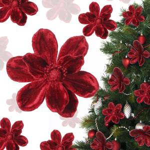 lot 26205 image: 20 Pcs Christmas Velvet Poinsettia Flowers Ornaments 6.3Inch Glitter Artificial Magnolia Flower Christmas Tree Ornament with Stem for Xmas Tree Decorations Wedding Decor Supplies(Burgundy)