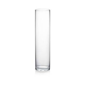lot 26207 image: Thick Weighted Tall Clear Cylinder Glass Vases, 4 W x 16 H, Flower Arrangement Floating Candle Holders Wedding Centerpieces Event Floral Container Accent Home Decor, 1 Piece. Needs to be Cleaned. Has Sand Inside. - Retail $28